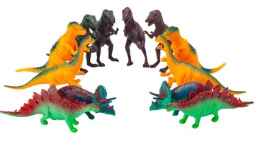 DINOZAURY DUŻY ZESTAW 12 szt FIGURKI RÓŻNE GUMOWE