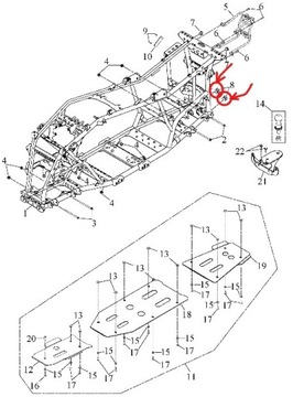 ЗАГЛУШКА РАМЫ, РЕЗИНОВЫЙ МАЯТНИК Quad ATV Access Forest MAX 750cc OEM!