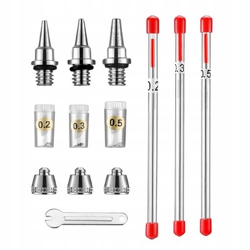 0,2/0,3/0,5 mm Zestawy dysz do aerografu Nasadki