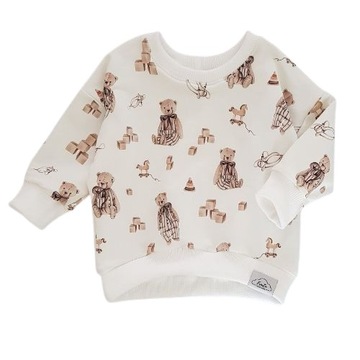 bluza dresowa oversize dziecięca retro misie handmade 92 wysoka jakość