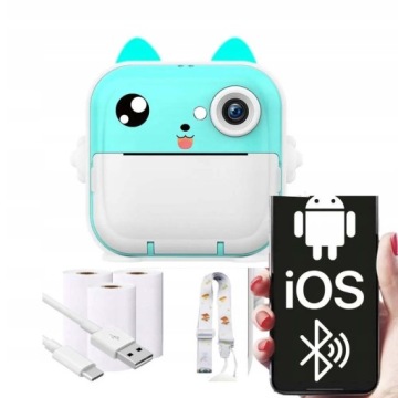 МИНИ-ТЕРМОПРИНТЕР BT USB 200 DPI 1080P 2,4 ДЮЙМА УЧЕБНОЕ ПОМОЩЬ + 3 РОЛИКА