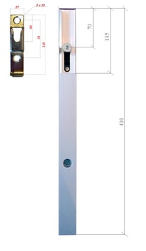 Вертикальный замок для алюминиевого борта H400 PL с ручкой