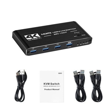 KVM-переключатель HDMI 2.0 USB-переключатель 4K/60 Гц 4xUSB