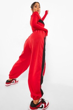 Boohoo mrm spodnie joggery dresowe czerwone M