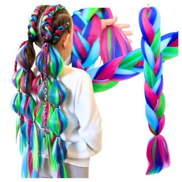 WŁOSY syntetyczne DO WARKOCZYKÓW kolorowe na warkoczyki warkocze DOCZEPIANE