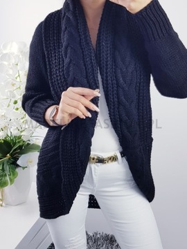 CIEPŁY KARDIGAN NARZUTKA SWETER WARKOCZ -- KOLORY