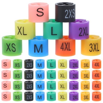 ЦВЕТНАЯ КОДИРОВАНИЕ ВЕШАЛКИ ДЛЯ ОДЕЖДЫ, ВЕШАЛКИ, МАРКЕРЫ РАЗМЕРА, ЦВЕТНЫЕ ТАБЛИЧКИ, РАЗМЕР, ПРЯЖКА