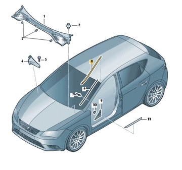 LIŠTA ZDOBENÁ OKNO ČELNÍ LEVÝ SEAT LEON III 5F0854319E NOVÁ ORIGINÁLNÍ