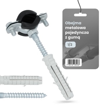 Uchwyt OBEJMA RUR 1/2 Kabli METALOWA Stalowa Zaciskowa GUMA USZCZELKA Kołek