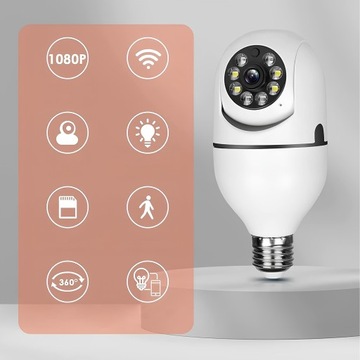 KAMERA WIFI WEWNĘTRZNA OBROTOWA ŻARÓWKA GWINT E27 IP 3MP TUYA MONITORING