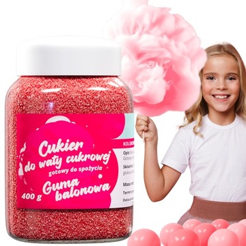 CUKIER DO WATY CUKROWEJ 400g różowy GUMA BALONOWA