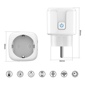 GNIAZDKO ELEKTRYCZNE WIFI TUYA 20A + MONITORING ENERGI - ALEXA GOOGLE HOME