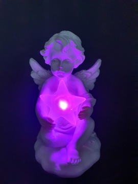АНГЕЛ со звездой Многоцветный ВСТАВКА Могильная свеча Led
