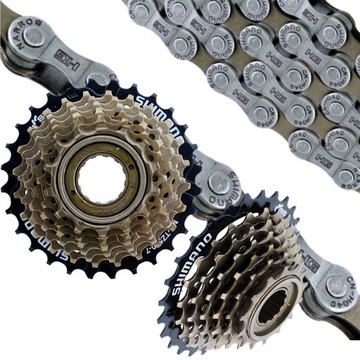 SHIMANO WOLNOBIEG 7 RZĘDOWY + ŁAŃCUCH ZESTAW