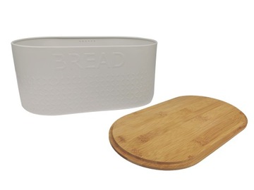 КОНТЕЙНЕР ДЛЯ ХЛЕБА С КРЫШКОЙ БАМБУКОВАЯ ДОСКА, СТАЛЬ, БЕЛЫЙ WZ03