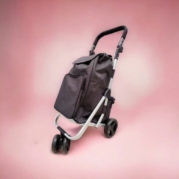 Сумка для покупок PUSH ZigZag trolley, 4 колеса, ЧЕРНАЯ, серая