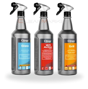 Clinex Glass + dwa inne produkty zestaw Cleanmarket