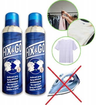 ŻELAZKO W SPRAYU PŁYN PRASUJĄCY FIX&GO185ML x2