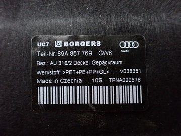 POLIČKA ZADNÍ KUFRU 89A867769 AUDI Q4 E-TRON 23R