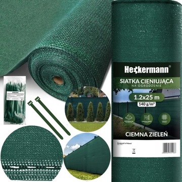 SIATKA CIENIUJĄCA NA OGRODZENIE PŁOT BALKON MASKUJĄCA 1,2x25m 90% UV MOCNA