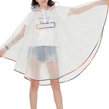 Poncho Reusable Waterproof EVA Women Rain Cape Raincoat Men Hooded Poncho