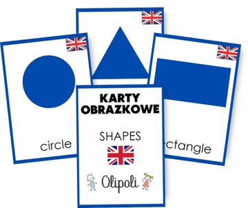 KARTY OBRAZKOWE kształty FIGURY GEOMETRYCZNE - PO ANGIELSKU fiszki