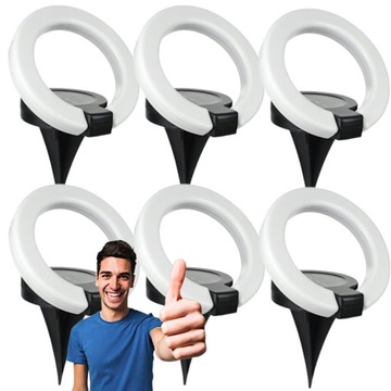 6x Wodoodporna Lampka Solarna LED RING Ogrodowa Tarasowa Wbijana Gruntowa