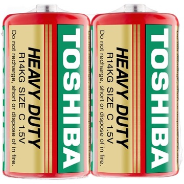 2 батарейки TOSHIBA POWERFUL HEAVY DUTY R14 C 1,5 В