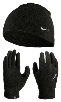 NIKE Czapka i rękawiczki ESSENTIAL RUNNING HAT AND GLOVE SET BLACK/BLACK/SI