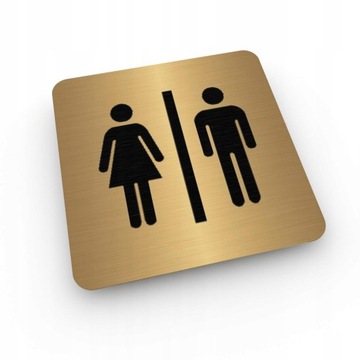 Oznakowanie toalety WC DAMSKO-MĘSKI złoty