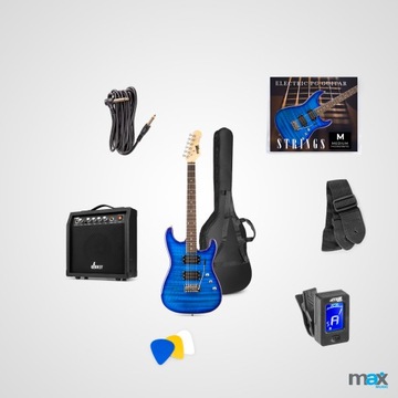 GigKit синяя электрогитара + аксессуары кейса для усилителя