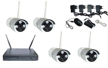 Bezprzewodowy ZESTAW 4 kamer IP WIFI monitoring HD