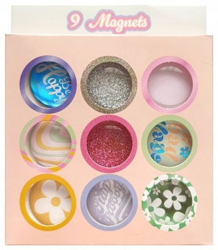 MAGNESY SZKLANE DEKORACYJNE OKRĄGŁE 9 SZTUK NA LODÓWKĘ TABLICĘ MAGNETYCZNĄ