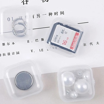 1-50pcs Mini Storage Box Transparent Square Plastic Case for Earring Ring