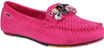 iShoes МОКАСИНЫ ЖЕНСКИЕ С КАМЕНЕМ ФУКСИЯ РОЗОВАЯ ЗАМША КОМФОРТНЫЙ СВЕТ