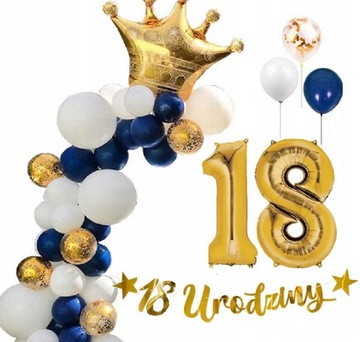 BALONY zestaw dekoracje na urodziny 18 lat