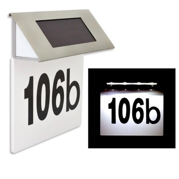 SOLARNA LAMPA LED PODŚWIETLANY NUMER DOMU METALOWA