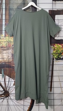 WŁOSKA SUKIENKA Wendy Trendy bawełniana DUŻA plus size khaki z kieszeniami