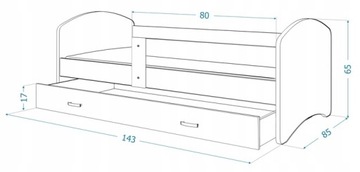 Кровать 140х80 с ящиком + графика BASIA