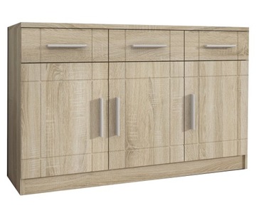 Komoda 103cm duża 3 szafki 3 szuflady sonoma