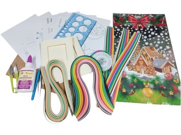 Zestaw Start do Quillingu BOŻE NARODZENIE Paski Igła Szablon Quilling