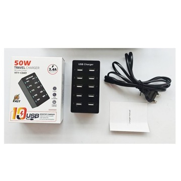 НАСТОЛЬНОЕ USB-ЗАРЯДНОЕ УСТРОЙСТВО С 10 ПОРТАМИ ИНТЕЛЛЕКТУАЛЬНЫЙ POWERBANKI 5 В 10 А 50 Вт 1,4 М