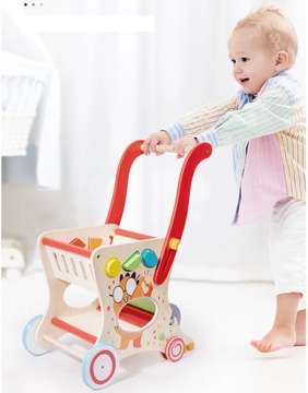 ДЕРЕВЯННАЯ ОБРАЗОВАТЕЛЬНАЯ КОЛЯСКА WALKER PUSH MONTESSORI С РЕГУЛИРУЕМОЙ ВЫСОТОЙ