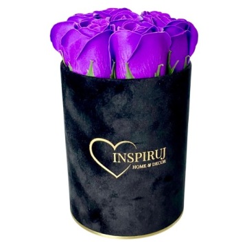 ЦВЕТОЧНАЯ КОРОБКА С МЫЛЬНЫМИ ЦВЕТАМИ ПОДАРОЧНЫЕ ЦВЕТЫ МЫЛЬНЫЕ РОЗЫ ВЕЛЮРОВАЯ КОРОБКА