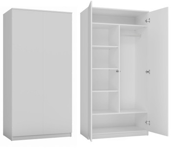SZAFA GARDEROBA DRZWI PÓŁKI 90CM SD-90 BIAŁA