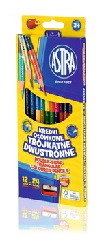 Kredki ołówkowe dwustronne Astra 12/24+temperówka