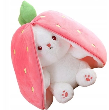 ПЛЮШЕВЫЙ КРОЛИК КЛУБНИКА С БОЛЬШИМИ УШАМИ ОБЪЯВЛЯЕТСЯ 2 В 1 МЯГКИЙ РОЗОВЫЙ ТАЛИСМАН