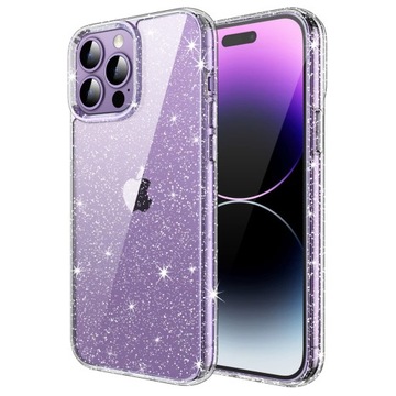 N38. JETech Etui Brokat do iPhone 14 6,1 Cala, Glitter Bling Blask Odporny