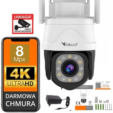 Kamera Z17 Pro ORLLO 4K AI 8MP SIM 5xZOOM obrotowa zasilacz + karta 128GB