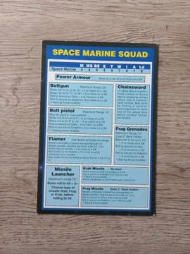 Space Marine Squad Refernce Card Warhammer 40000 2nd. edition